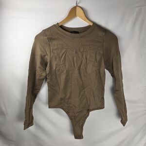 Dynamic Contour Seamless Long Sleeve Bodysuit Hook Closure New One Size Brown